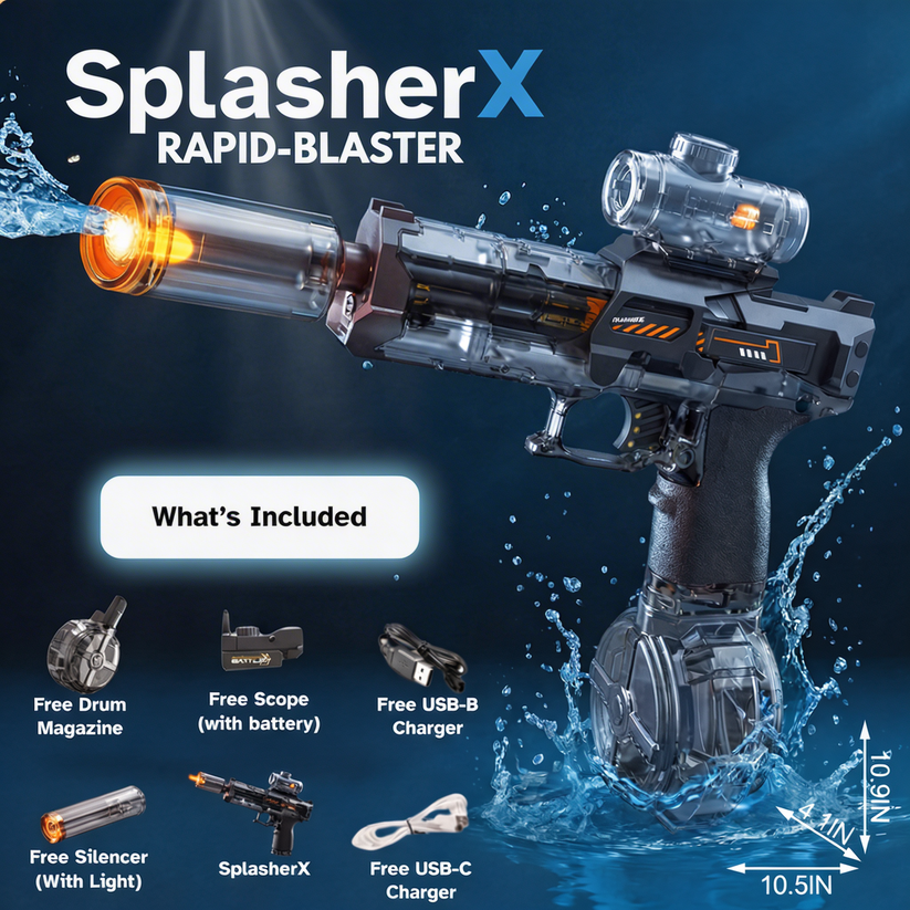 SplasherX™ — Le Pistolet à Eau Électrique Nouvelle Génération